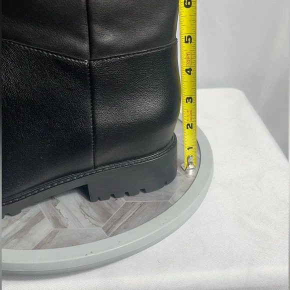 Steve Madden Leary Black Leather Tall Lug Sole Boots Size 9M - Picture 9 of 12